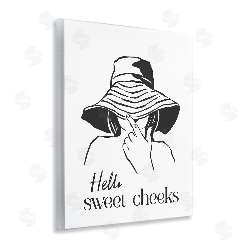 Lettered and Lined Sweet Cheeks Bathroom Greeting Wall Plaque Art Print