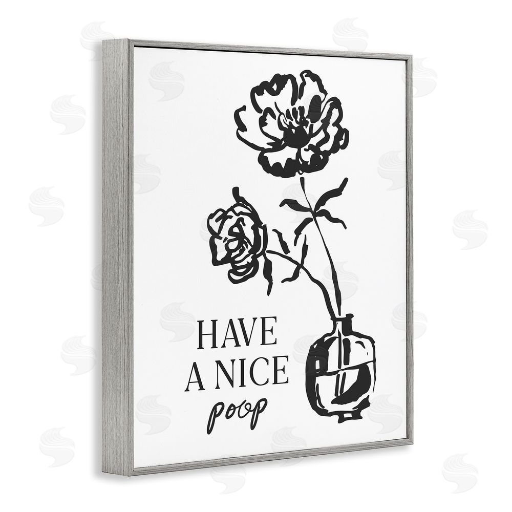 Lettered and Lined Have A Nice Poop Gray Framed Giclee Wall Art Print