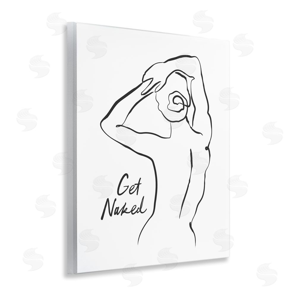 Lettered and Lined Get Naked Nude Silhouette Wooden Wall Plaque Art Print