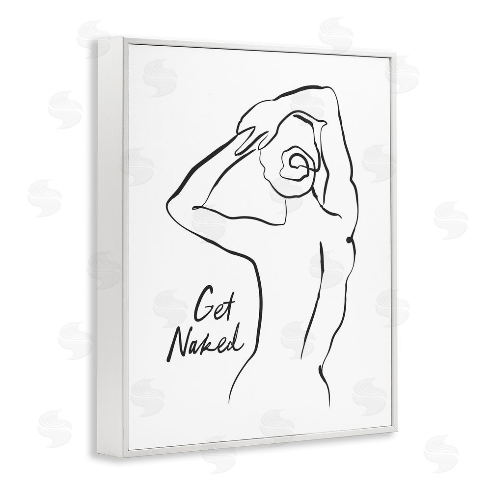 Lettered and Lined Get Naked Nude Silhouette White Framed Giclee Wall Art Print