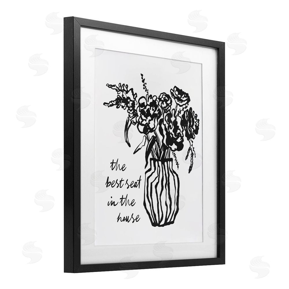 Lettered and Lined Best Seat in House Bathroom Black Framed Print Under Glass Wall Art