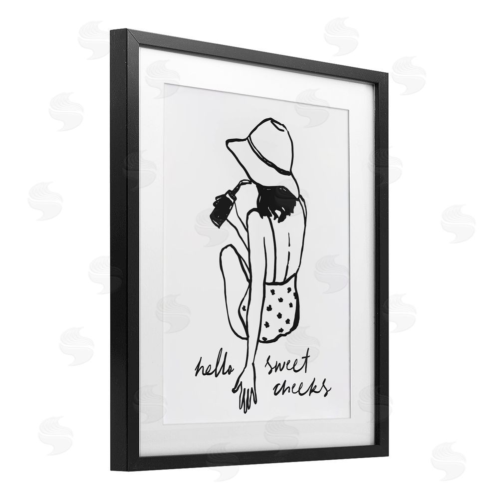Lettered and Lined Bathroom Refresh Sweet Cheeks Black Framed Print Under Glass Wall Art