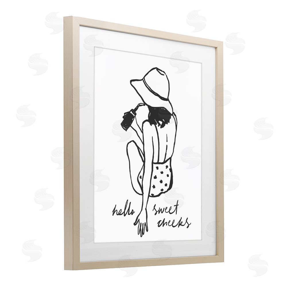 Lettered and Lined Bathroom Refresh Sweet Cheeks Birch Framed Print Under Glass Wall Art