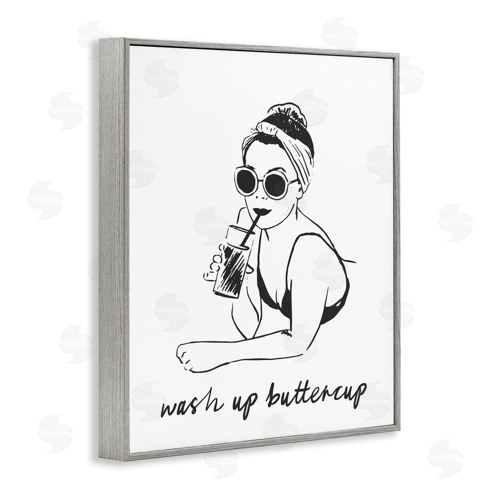 Lettered and Lined Wash Up Buttercup Retro Gray Framed Giclee Wall Art Print