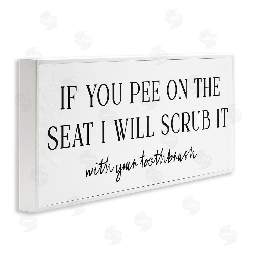 Lettered and Lined Pee On The Seat Humor White Framed Giclee Wall Art Print