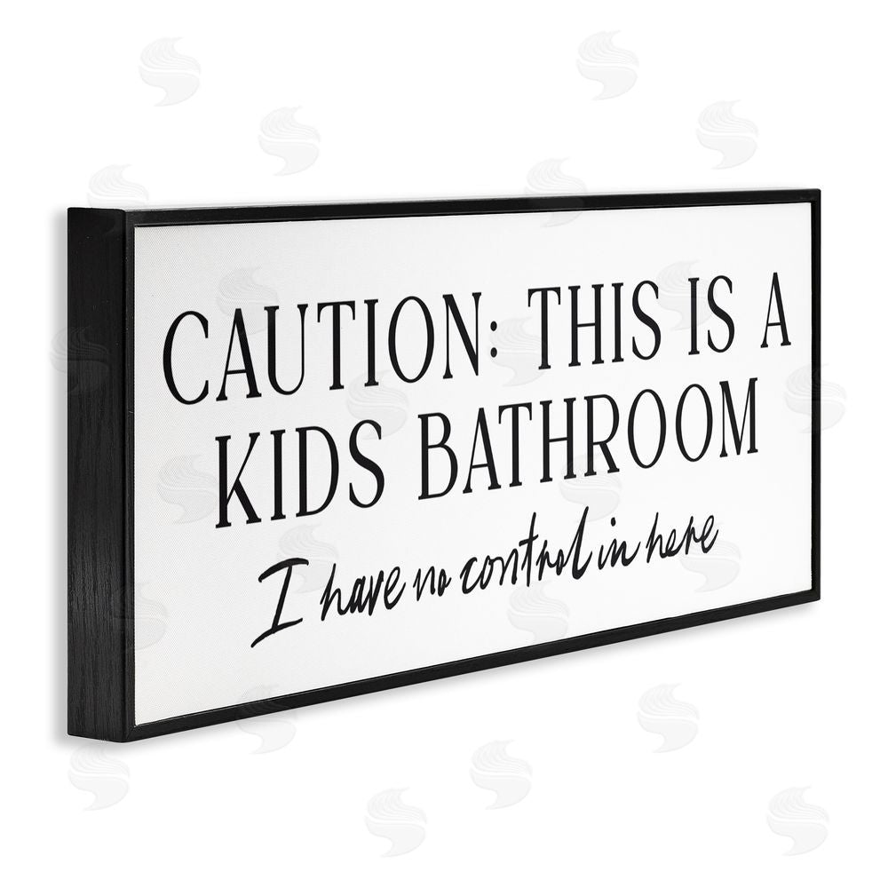 Lettered and Lined No Control Kid's Bathroom Black Framed Giclee Wall Art Print