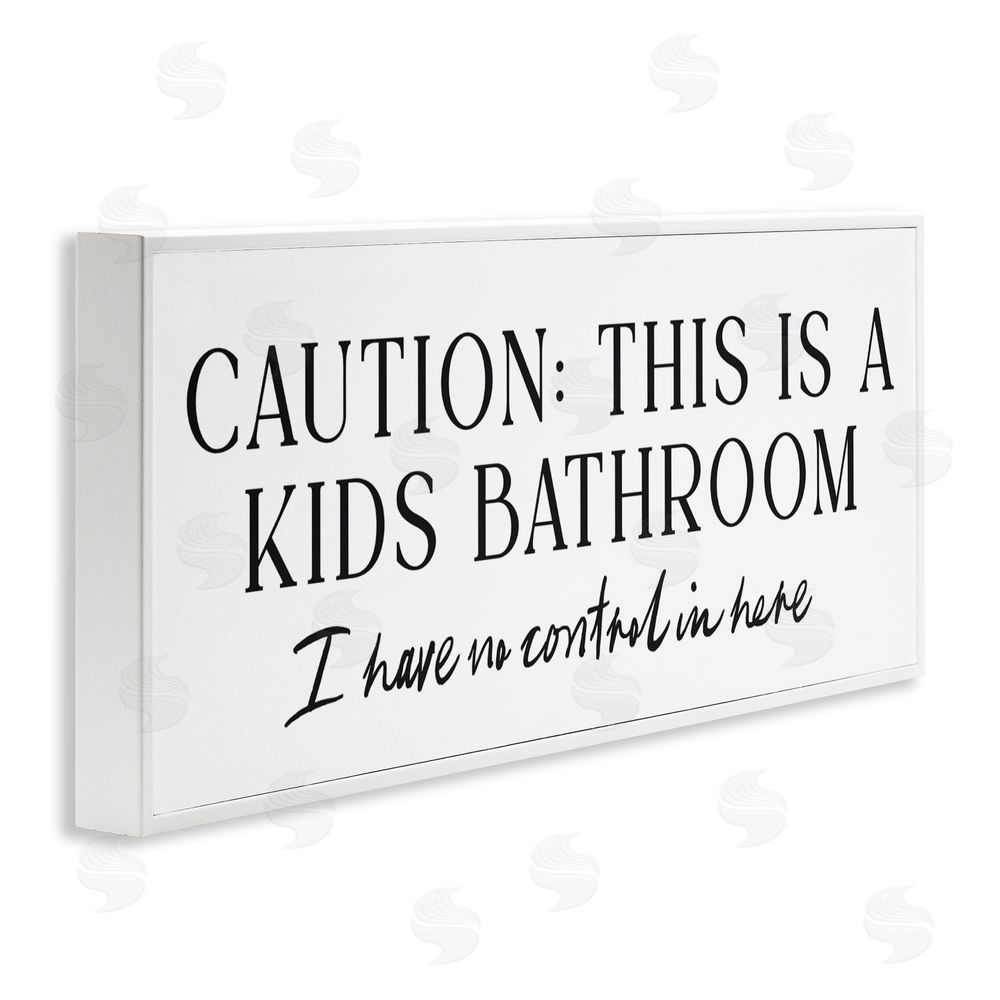 Lettered and Lined No Control Kid's Bathroom White Framed Giclee Wall Art Print