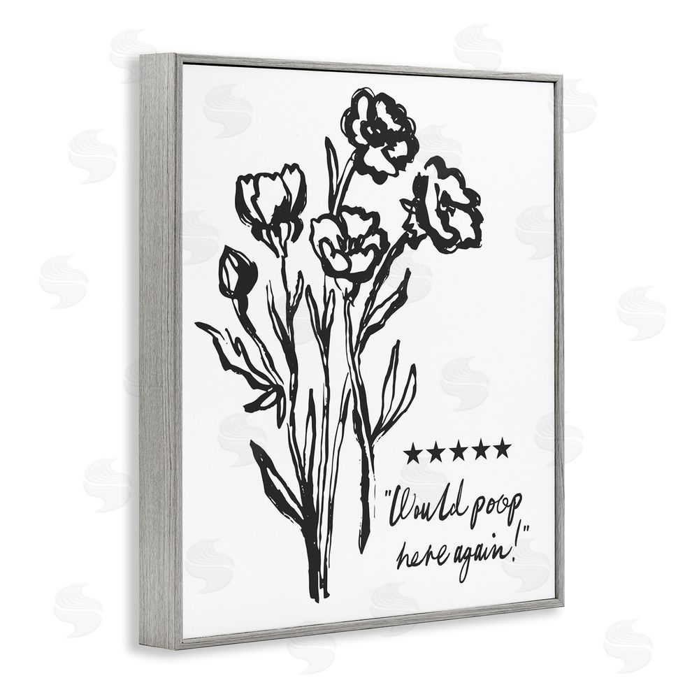 Lettered and Lined Would Poop Here Again Gray Framed Giclee Wall Art Print