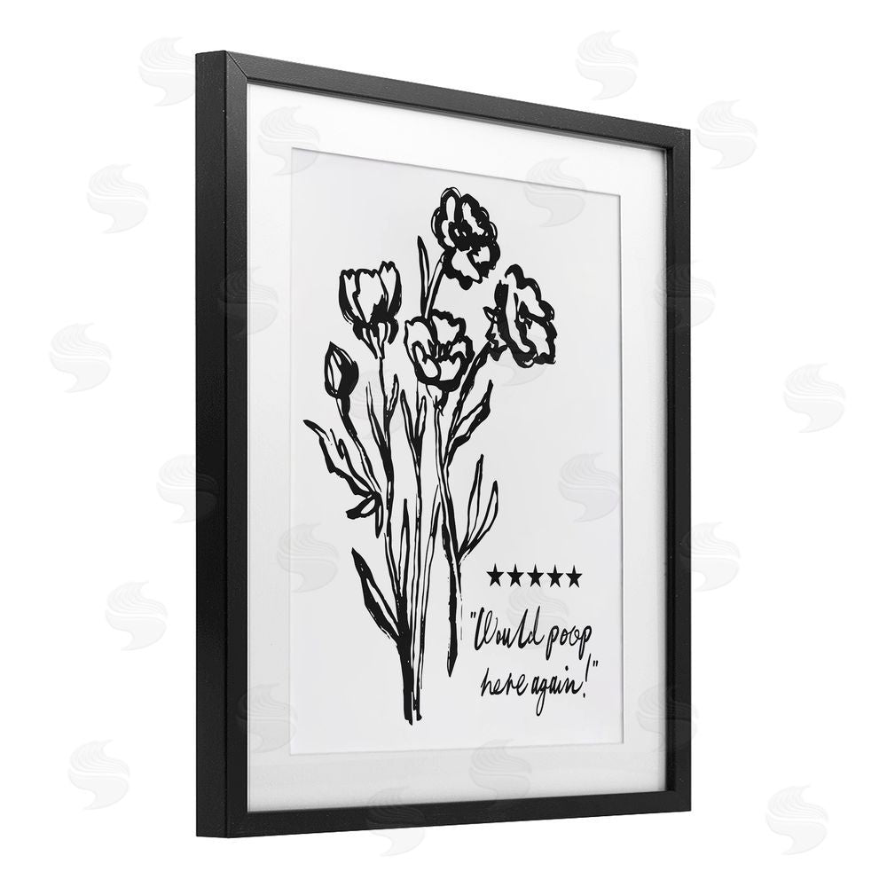 Lettered and Lined Would Poop Here Again Black Framed Print Under Glass Wall Art