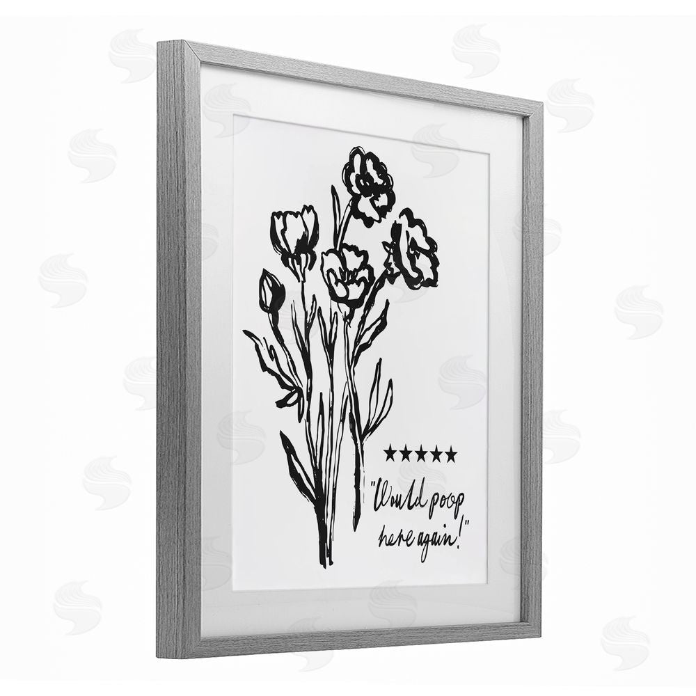 Lettered and Lined Would Poop Here Again Gray Framed Print Under Glass Wall Art