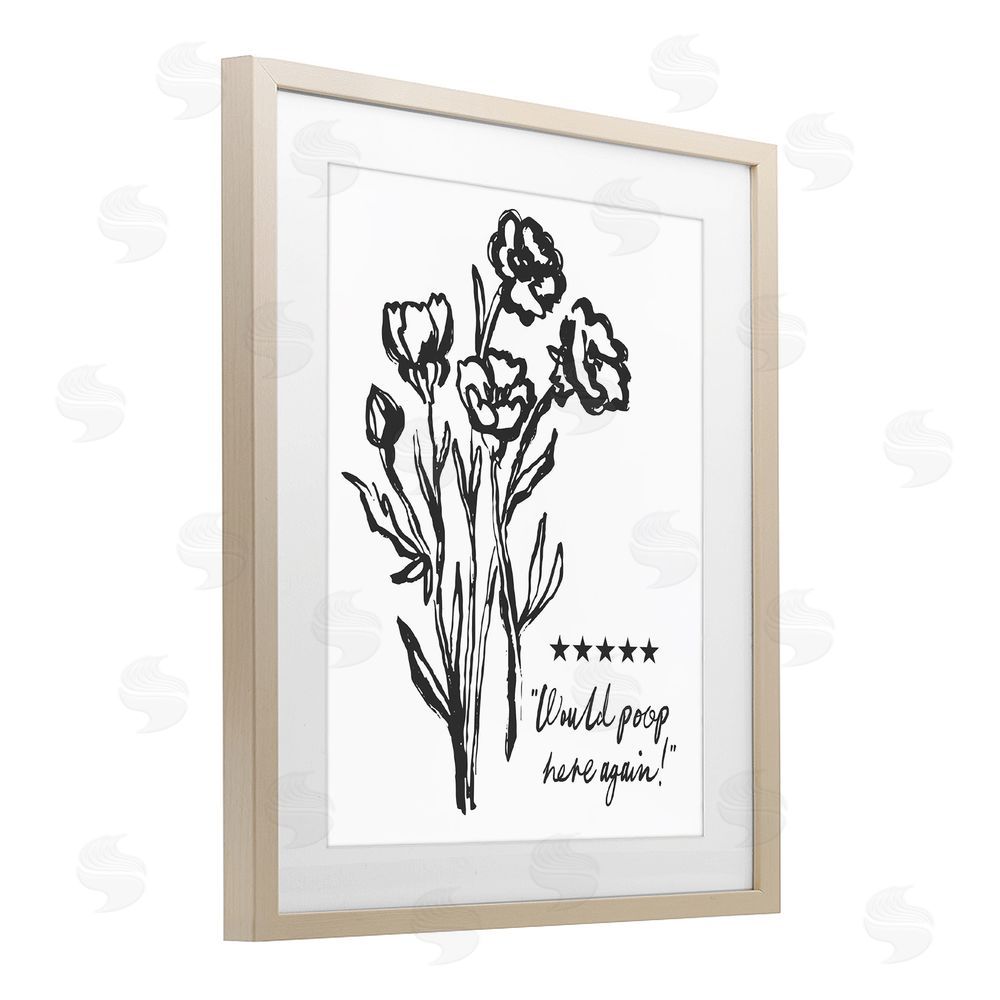 Lettered and Lined Would Poop Here Again Brown Framed Print Under Glass Wall Art