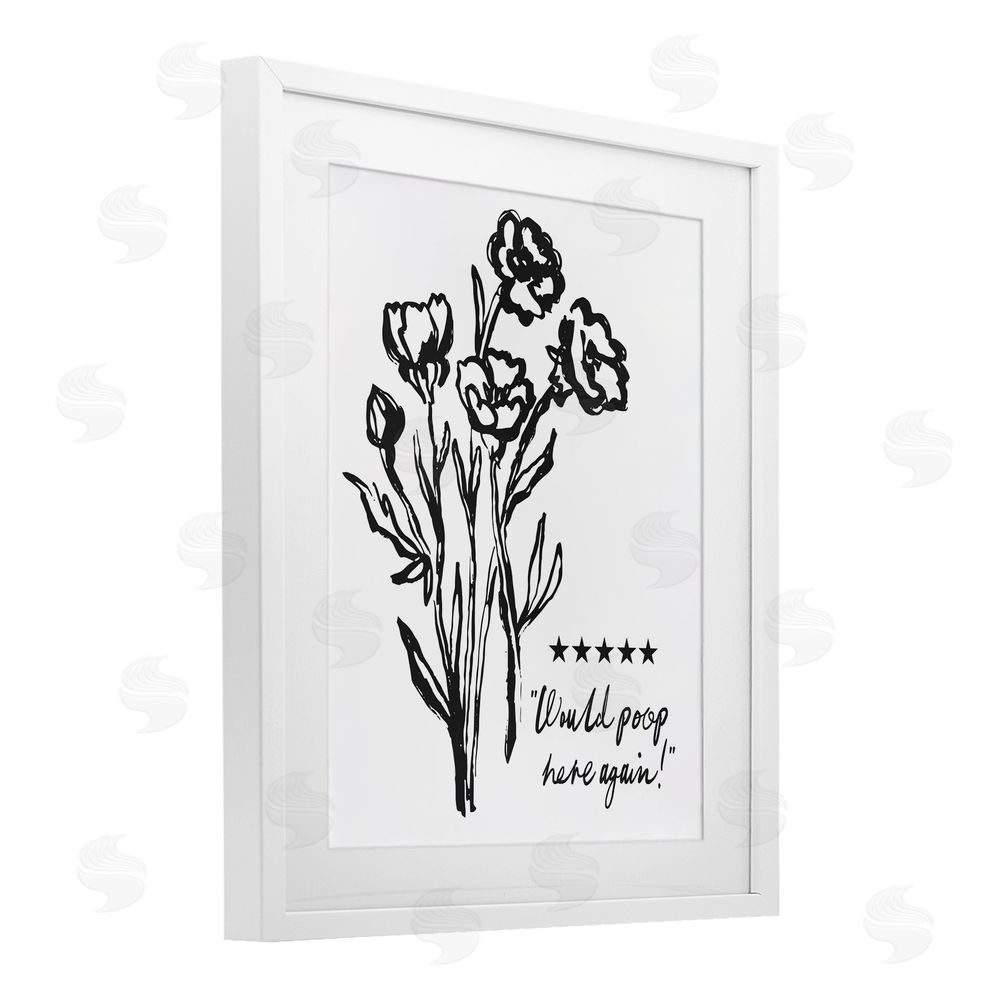 Lettered and Lined Would Poop Here Again White Framed Print Under Glass Wall Art