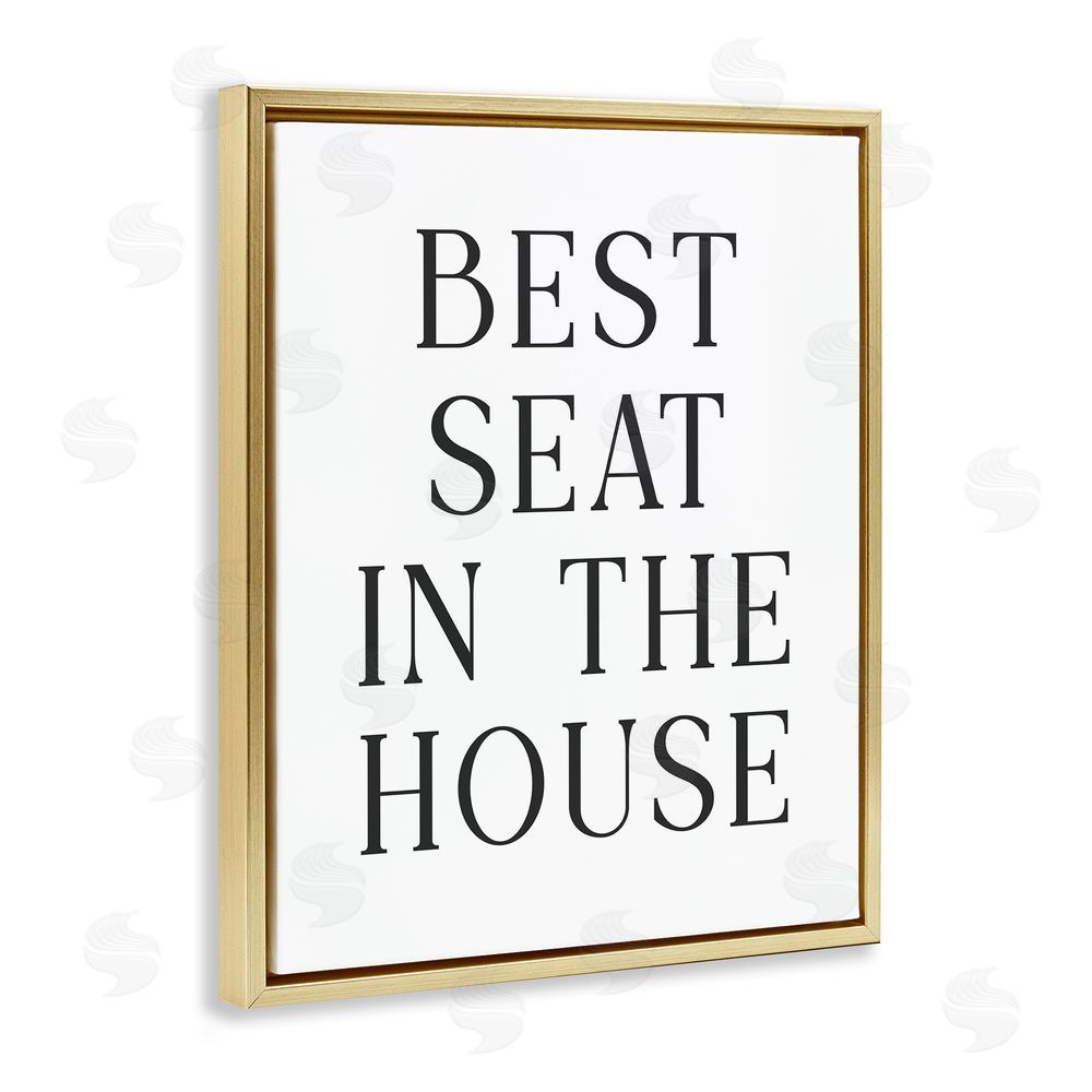Lettered and Lined Best Seat Bathroom Toilet Gold Floating Frame Canvas Wall Art Print