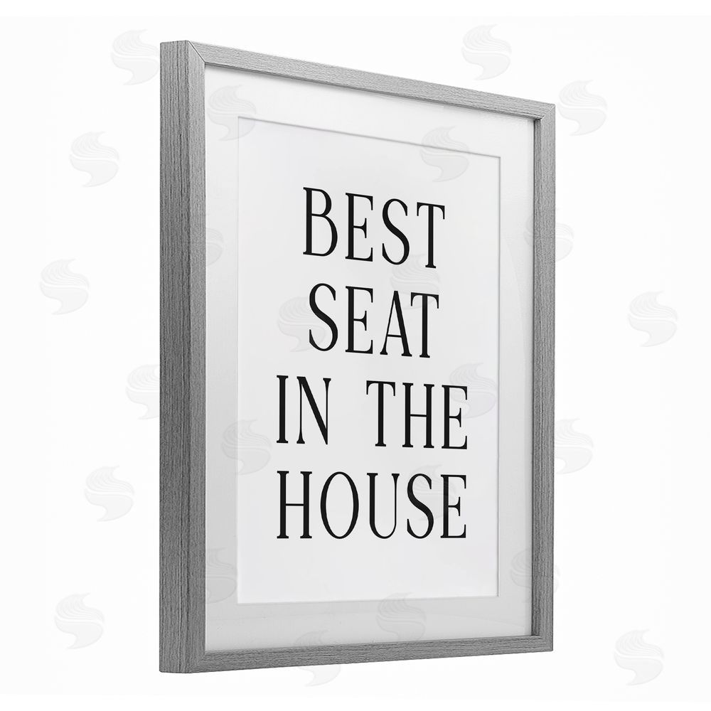Lettered and Lined Best Seat Bathroom Toilet Gray Framed Print Under Glass Wall Art