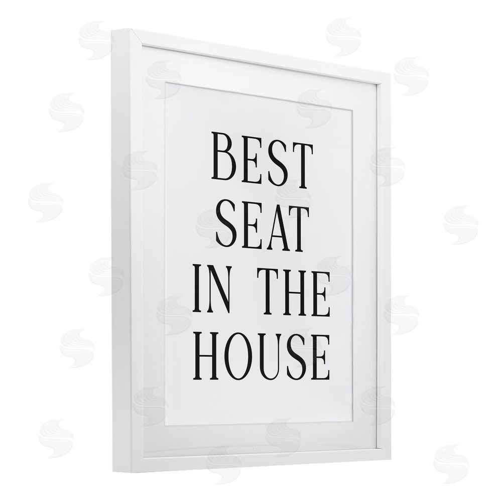 Lettered and Lined Best Seat Bathroom Toilet White Framed Print Under Glass Wall Art