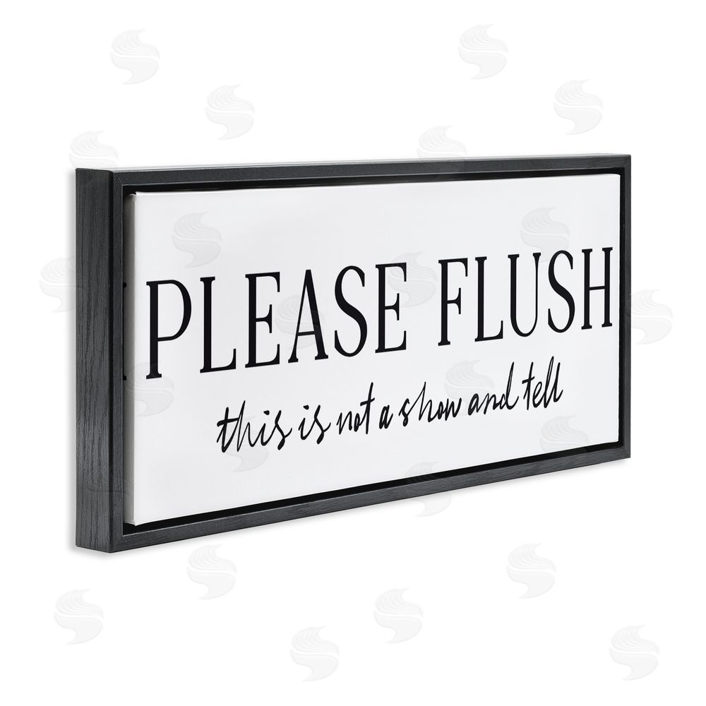 Lettered and Lined Not Show & Tell Bathroom Black Floating Frame Canvas Wall Art Print