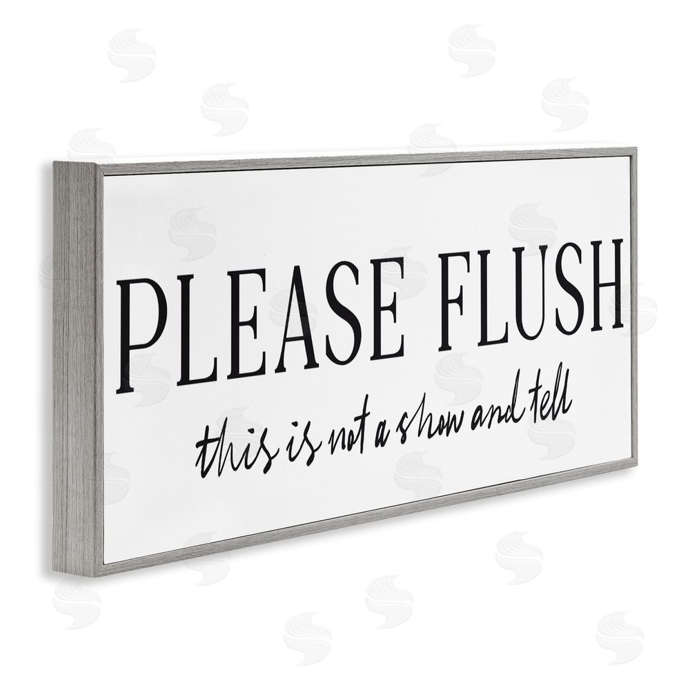 Lettered and Lined Not Show & Tell Bathroom Gray Framed Giclee Wall Art Print