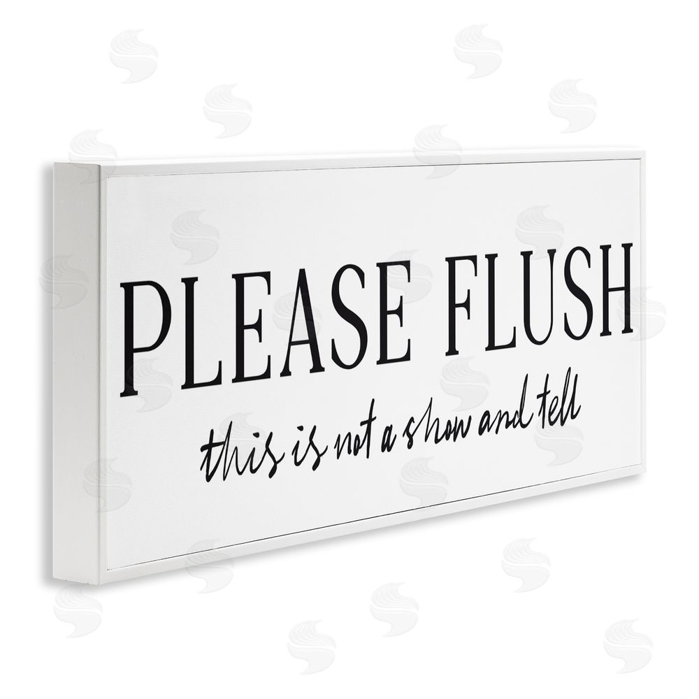 Lettered and Lined Not Show & Tell Bathroom White Framed Giclee Wall Art Print