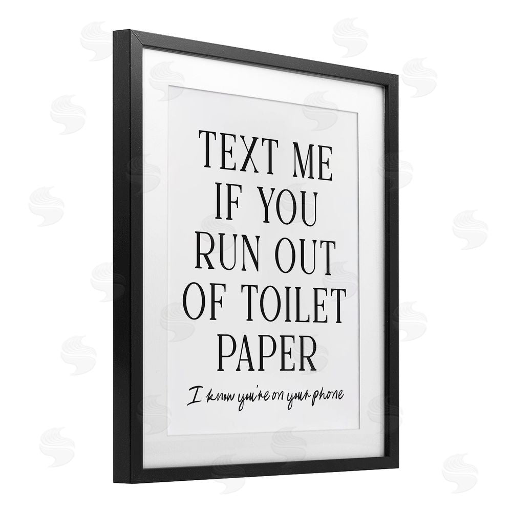 Lettered and Lined Funny Bathroom Texting Black Framed Print Under Glass with Mat Wall Art