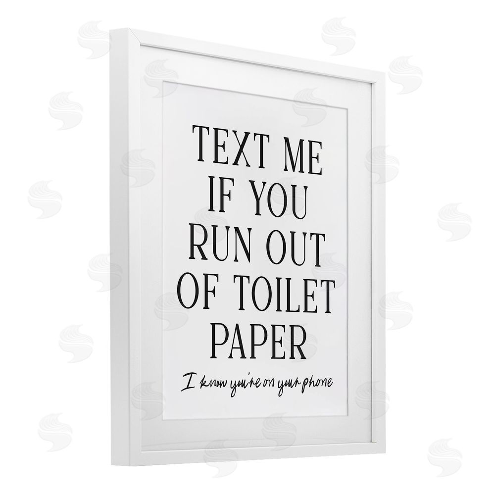Lettered and Lined Funny Bathroom Texting White Framed Print Under Glass with Mat Wall Art