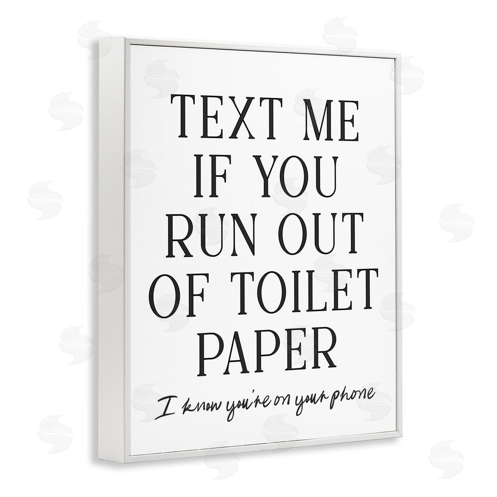 Lettered and Lined Funny Bathroom Texting White Framed Giclee Wall Art Print