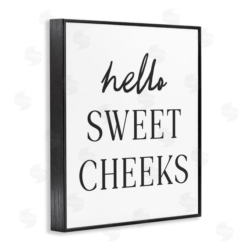 Lettered and Lined Sweet Cheeks Bathroom Humor Black Framed Giclee Wall Art Print