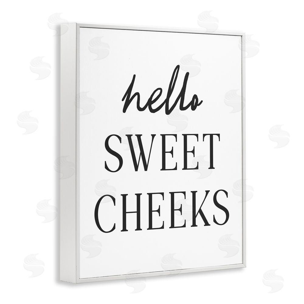 Lettered and Lined Sweet Cheeks Bathroom Humor White Framed Giclee Wall Art Print