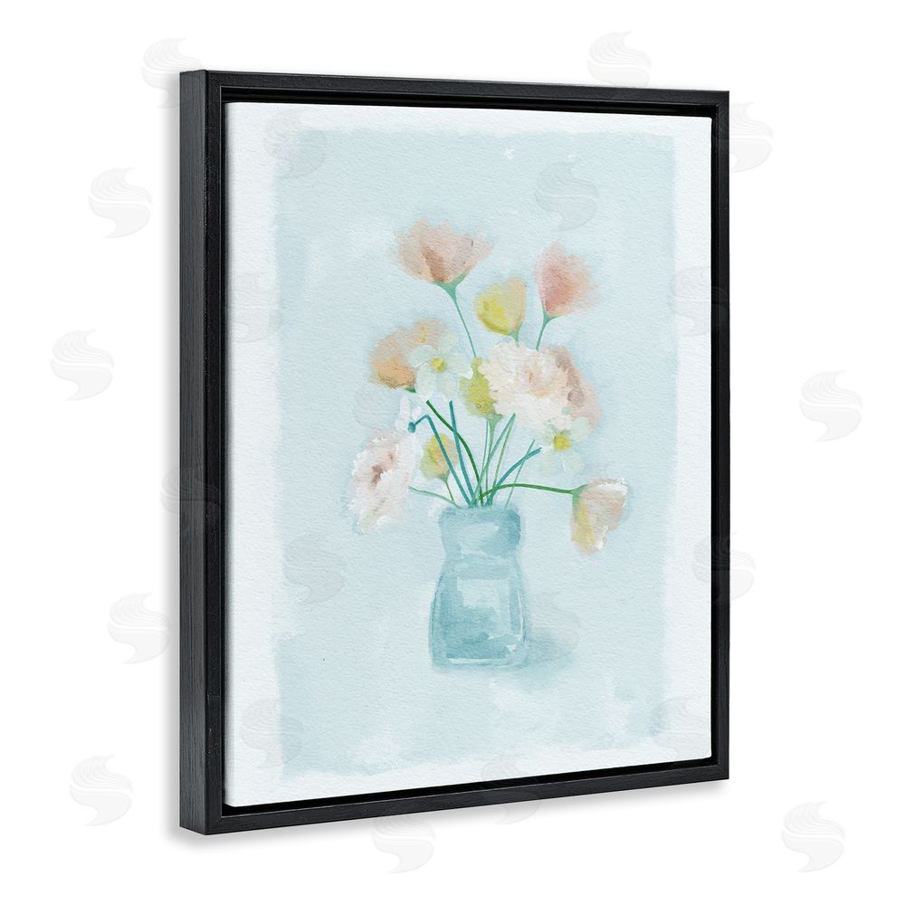 Leah Straatsma Pretty Florals in Vase Black Floating Frame Canvas Wall Art Print