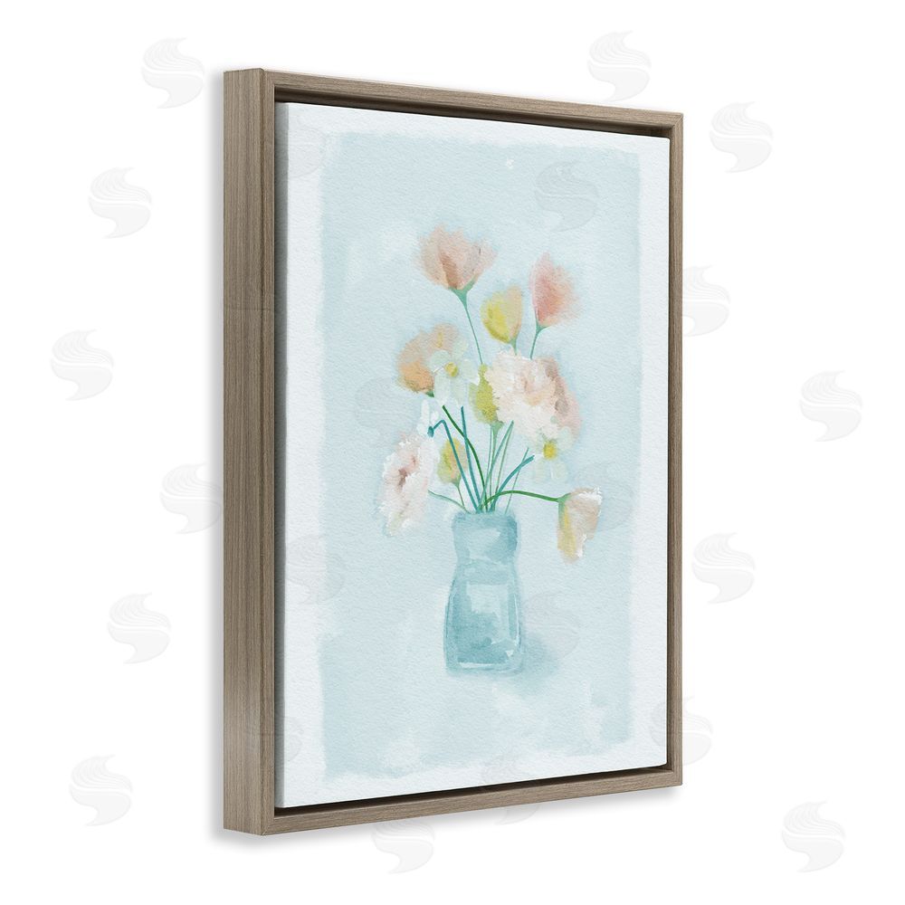 Leah Straatsma Pretty Florals in Vase Brown Floating Frame Canvas Wall Art Print
