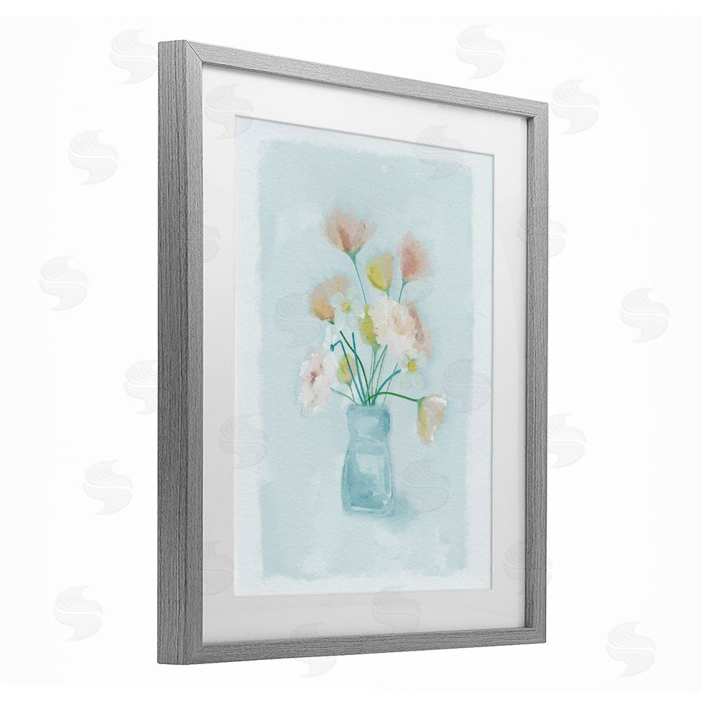 Leah Straatsma Pretty Florals in Vase Gray Framed Print Under Glass Wall Art