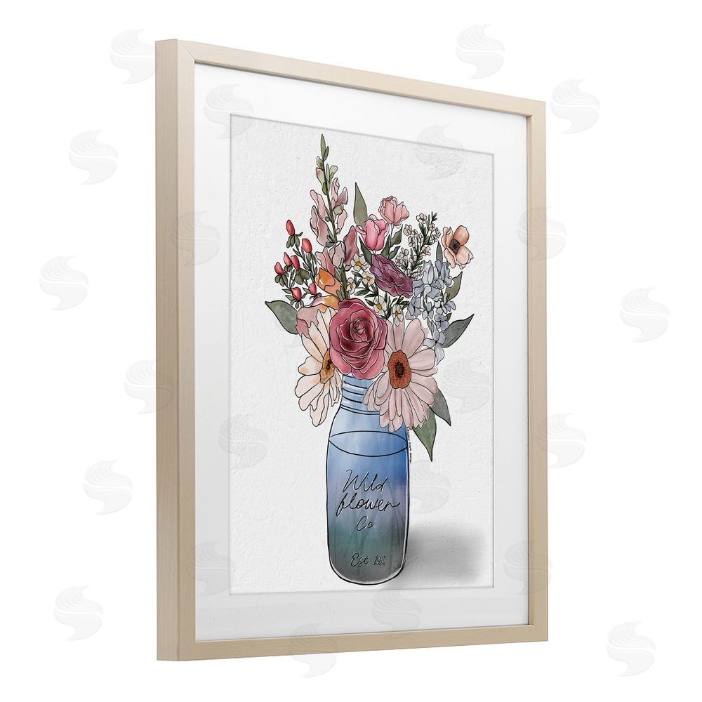 Alisha Kiara Design Farmer's Market Florals Brown Framed Print Under Glass with Mat Wall Art