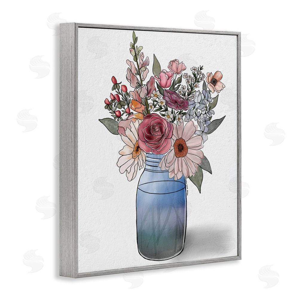 Alisha Kiara Design Farmer's Market Vase Gray Framed Giclee Wall Art Print