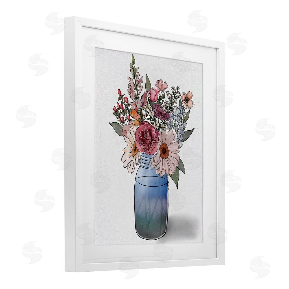 Alisha Kiara Design Farmer's Market Vase White Framed Print Under Glass with Mat Wall Art