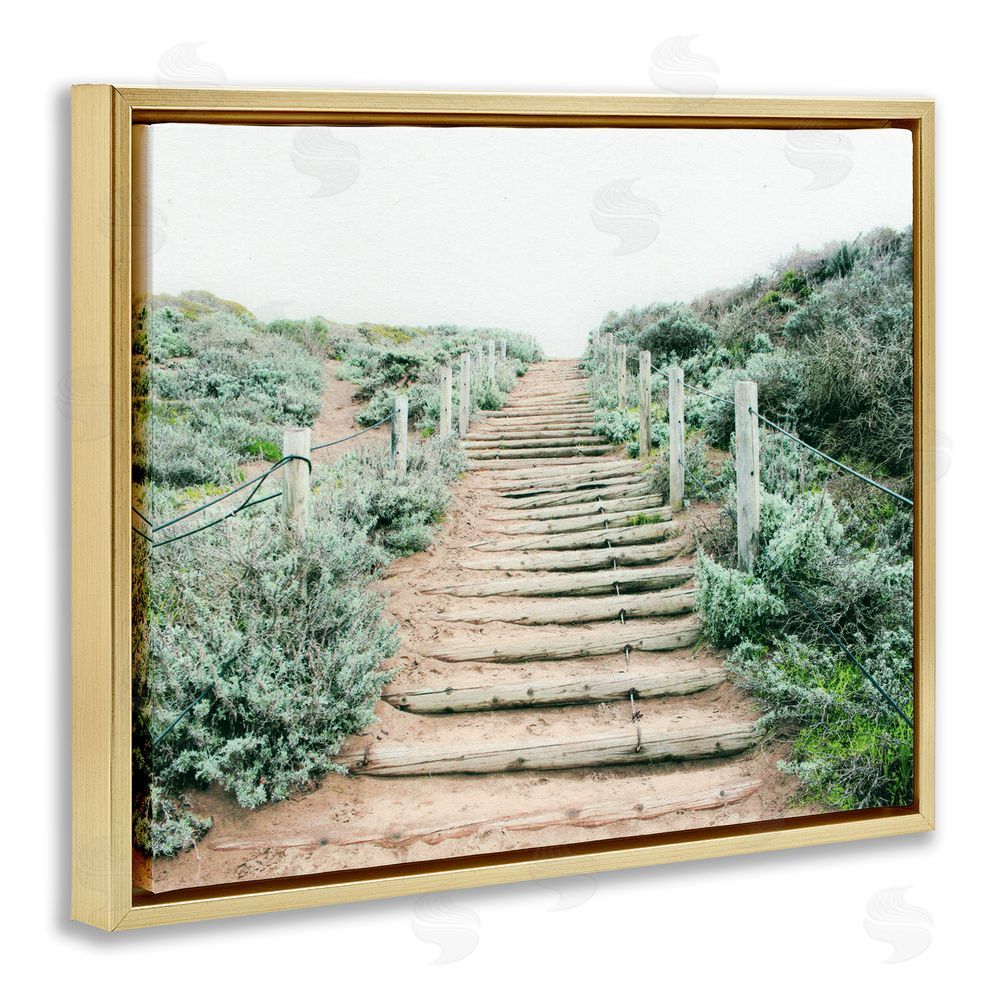 Leah Noel Art Stairway To Heaven Path Gold Floating Frame Canvas Wall Art Print