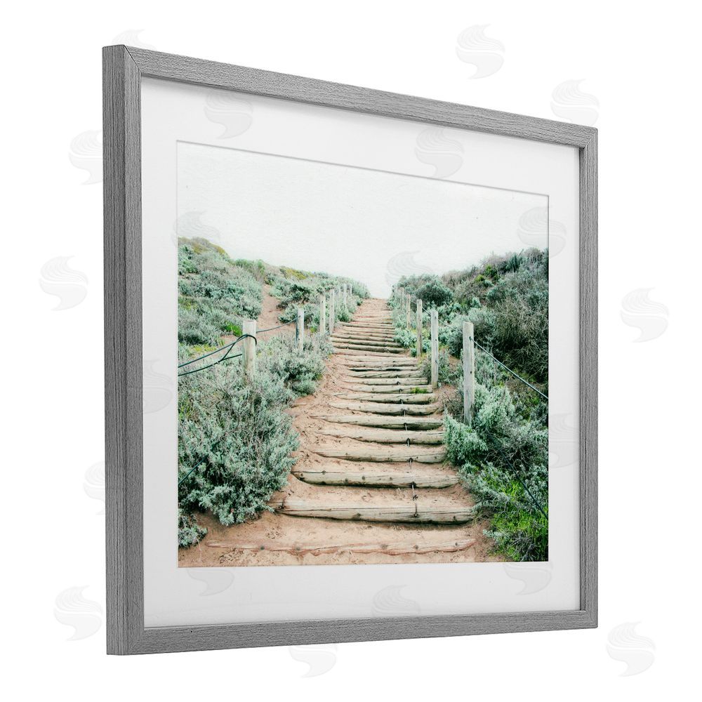 Leah Noel Art Stairway To Heaven Path Gray Framed Print Under Glass Wall Art