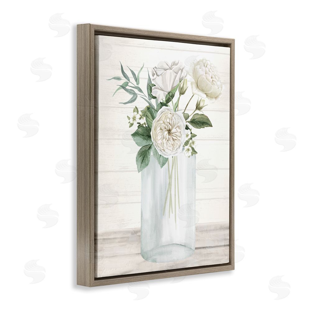 Kim Allen Patience Flower Vase Brown Floating Frame Canvas Wall Art Print