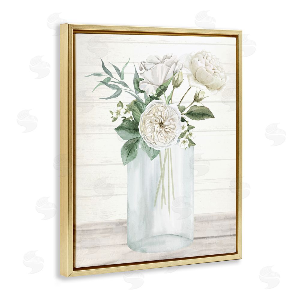 Kim Allen Patience Flower Vase Gold Floating Frame Canvas Wall Art Print