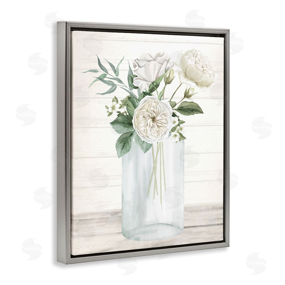 Kim Allen Patience Flower Vase Gray Floating Frame Canvas Wall Art Print