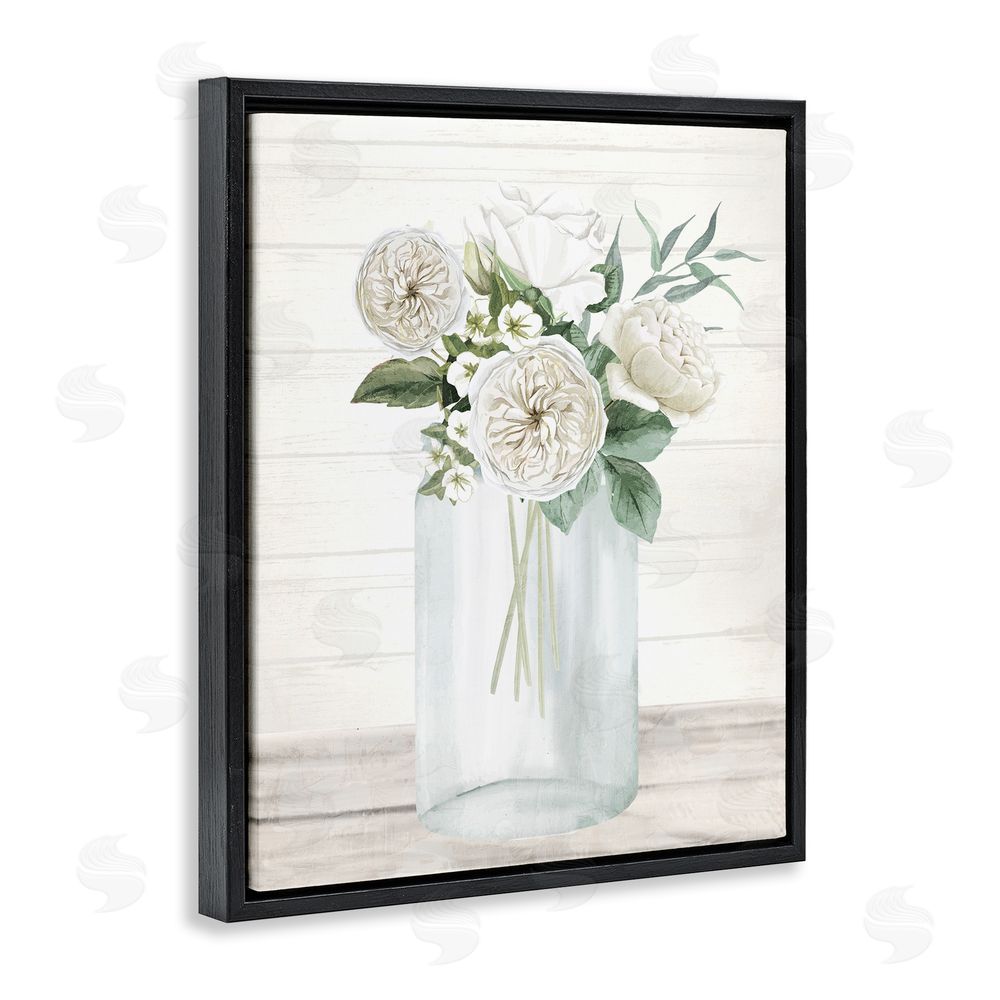 Kim Allen Elegant Patience Bouquet Black Floating Frame Canvas Wall Art