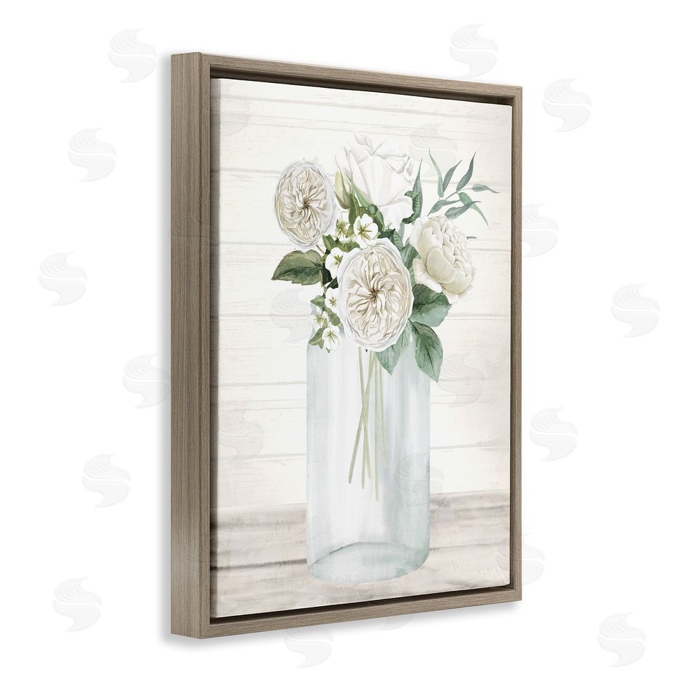 Kim Allen Elegant Patience Bouquet Brown Floating Frame Canvas Wall Art