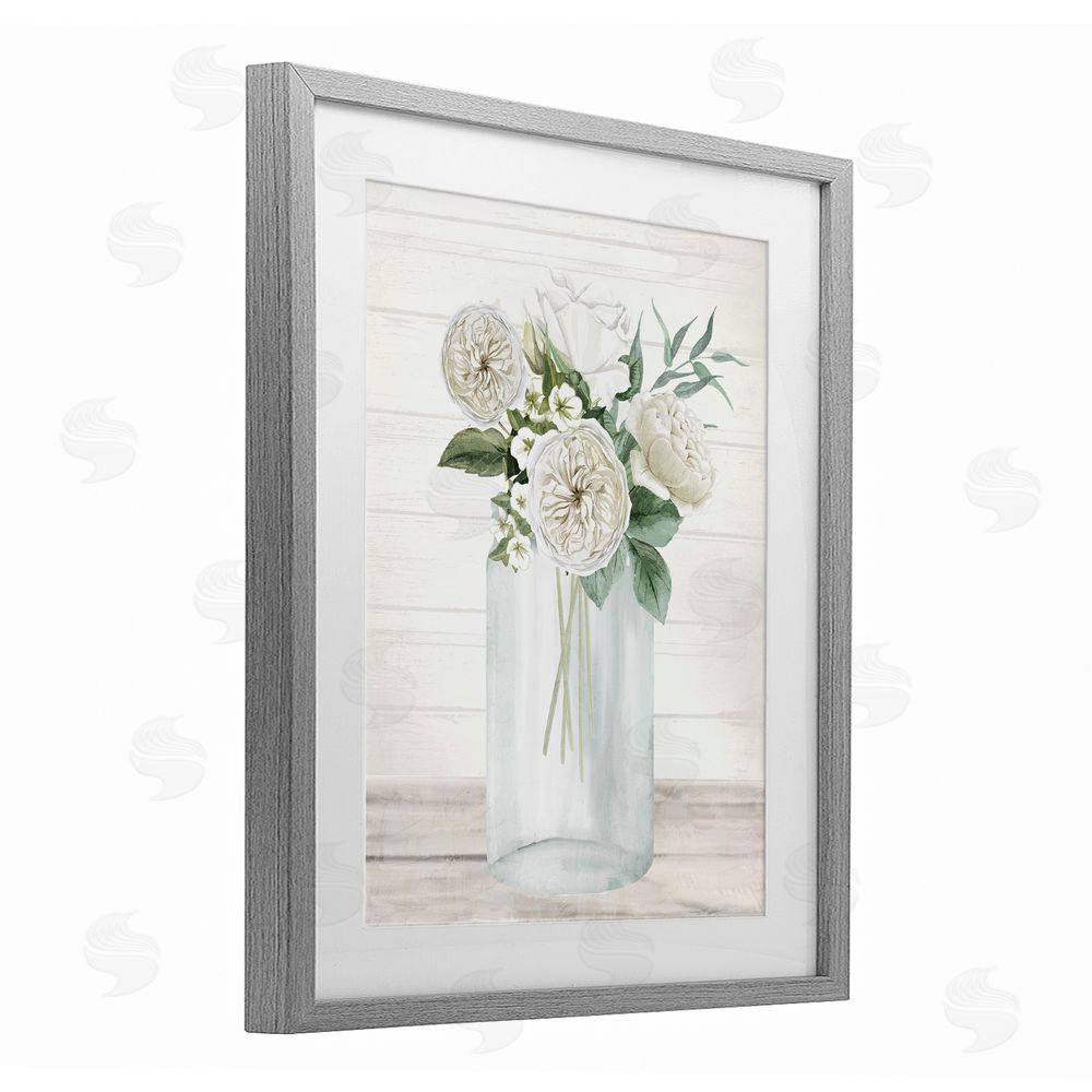 Kim Allen Elegant Patience Bouquet Gray Framed Print Under Glass with Mat Wall Art