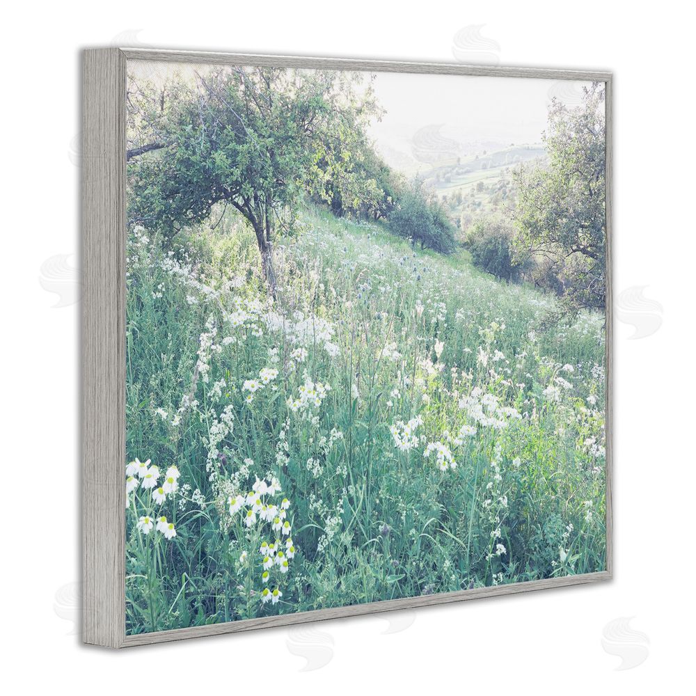 Leah Straatsma Sunny Daisies in Meadow Gray Framed Giclee Wall Art Print
