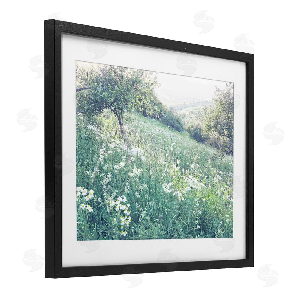 Leah Straatsma Sunny Daisies in Meadow Black Framed Print Under Glass Wall Art