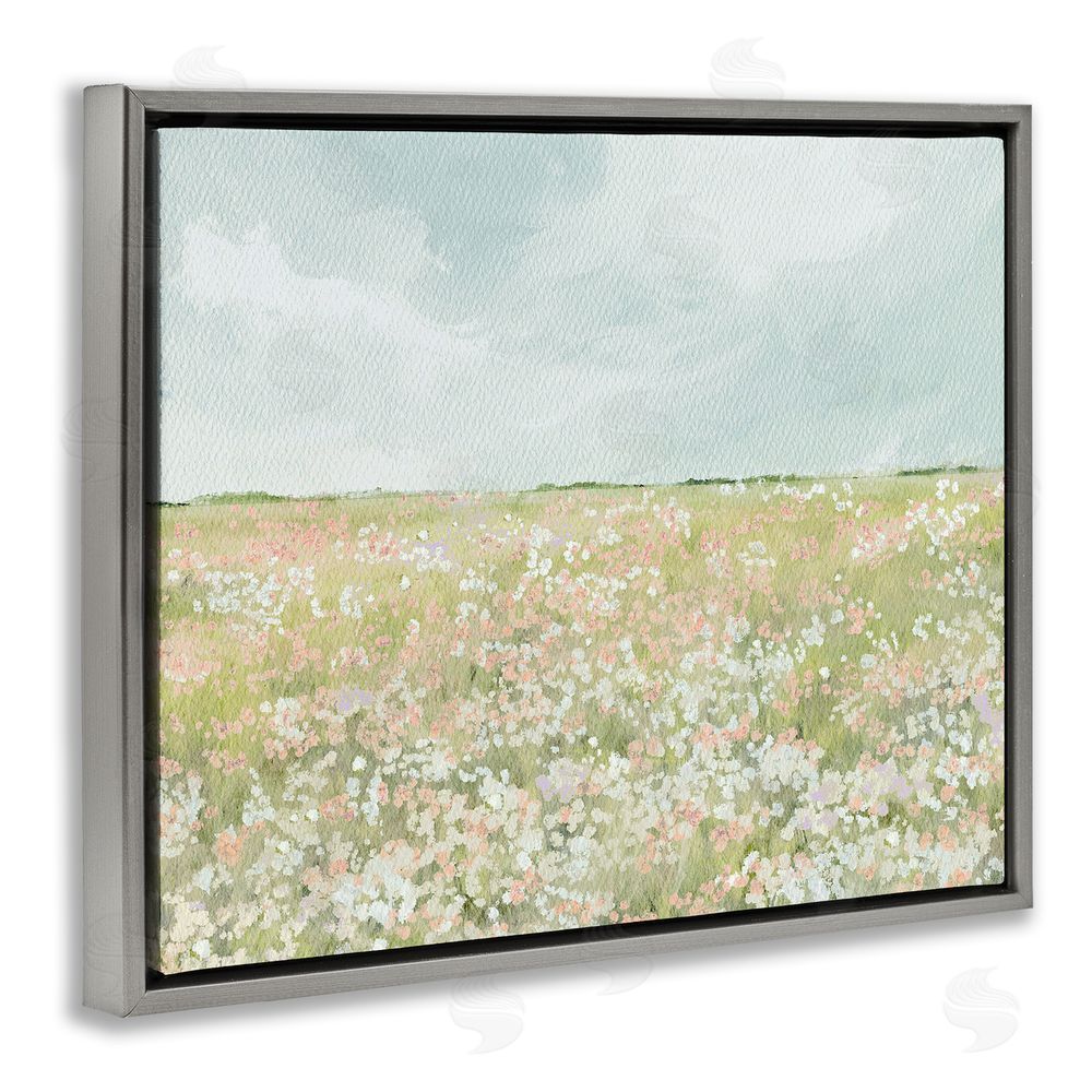 Leah Straatsma Budding Field Scenery Gray Floating Frame Canvas Wall Art Print