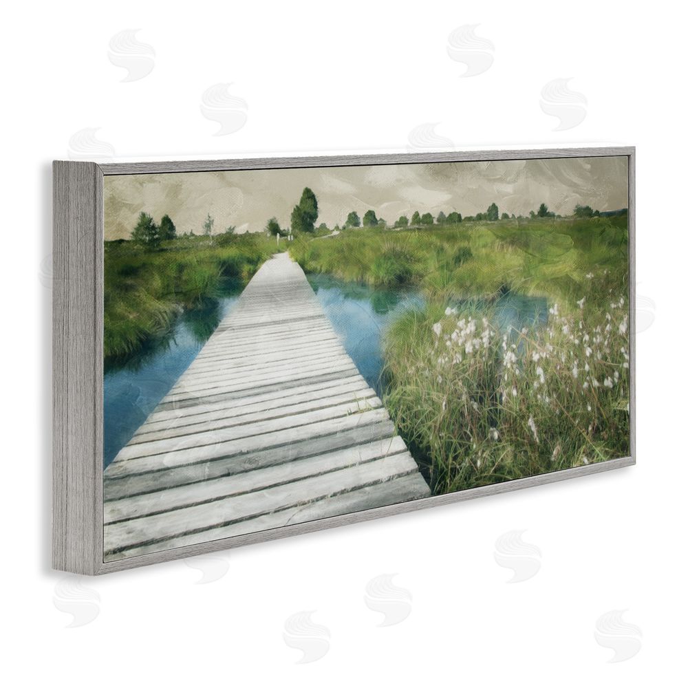 Milli Villa Walkway On The Marsh Gray Framed Giclee Wall Art Print