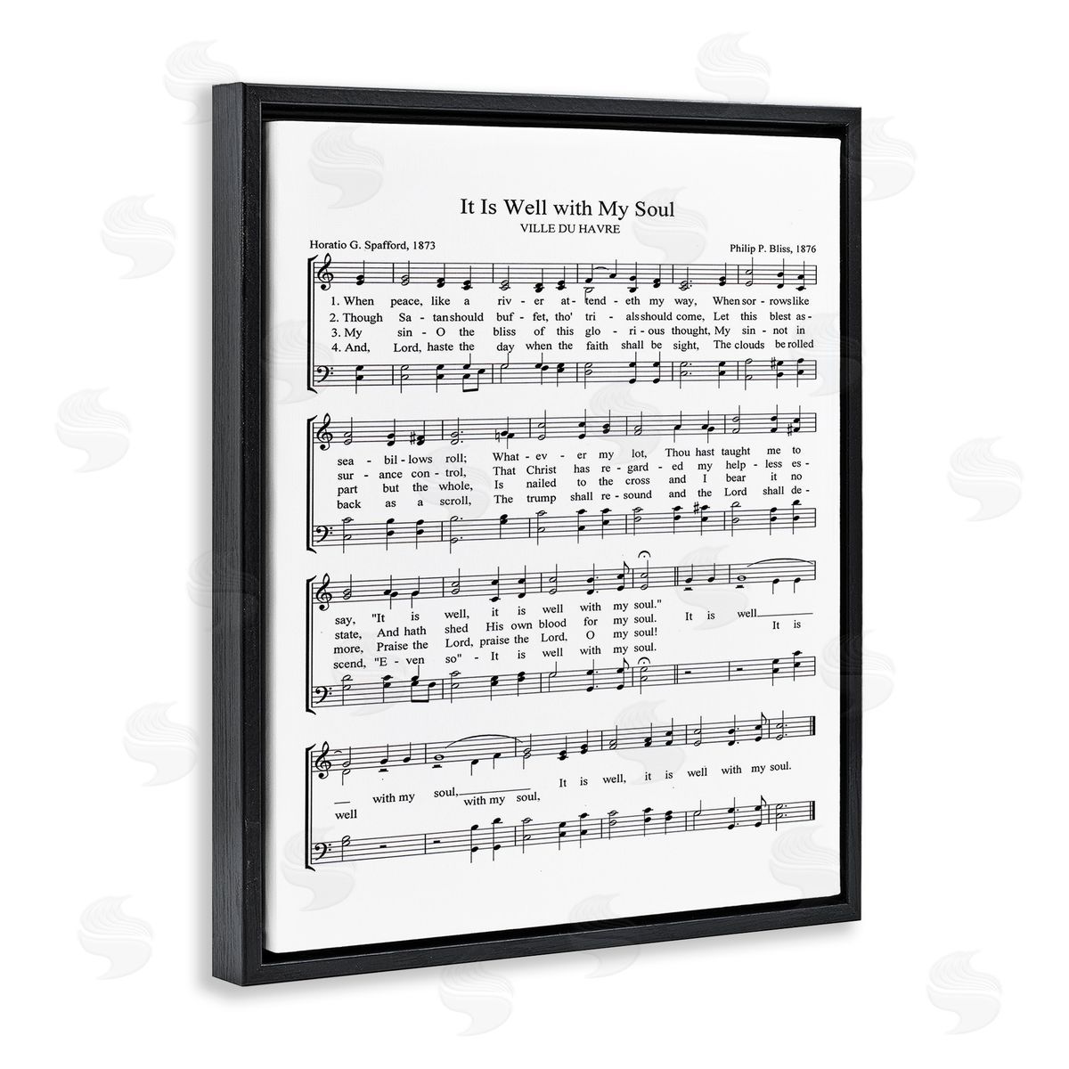 Well With My Soul Sheet Music Black Floating Frame Canvas Wall Art, Home Decor by Lettered and Lined