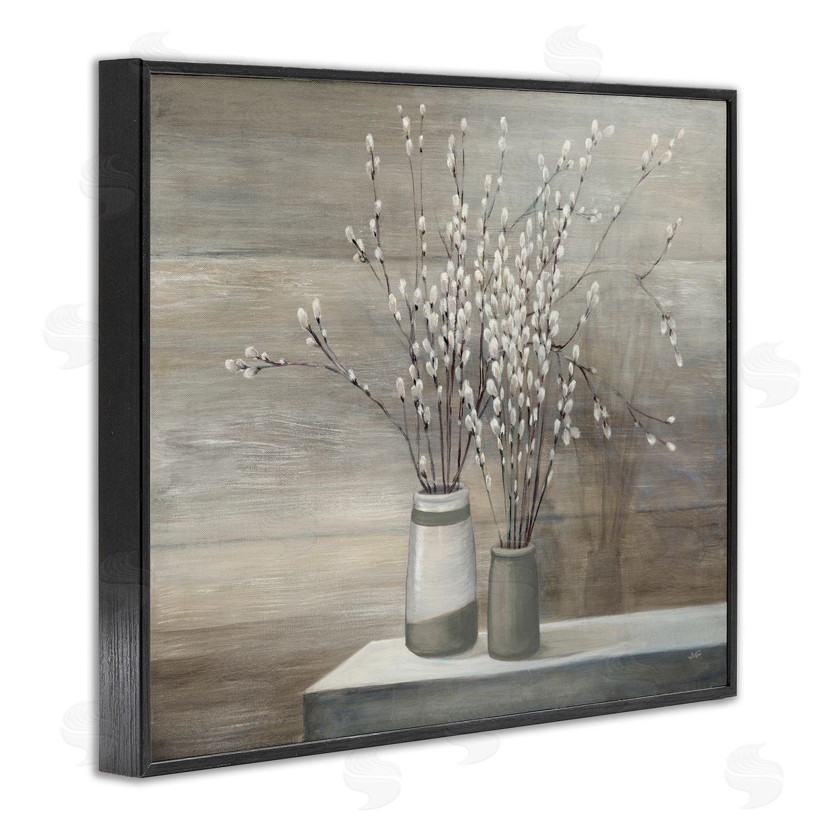 Pussy Willow Still Life Black Frame Print Wall Art, Home Decor by Wild Apple