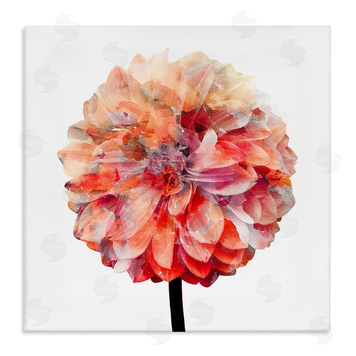 Bright Coral Watercolor Bloom Canvas Wall Art, Home Decor by Kimberly Allen