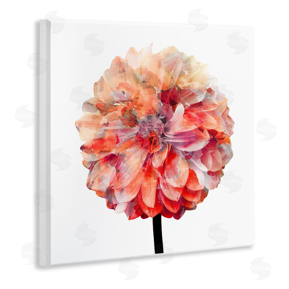 Bright Coral Watercolor Bloom Wood Plaque Wall Art, Home Decor by Kimberly Allen