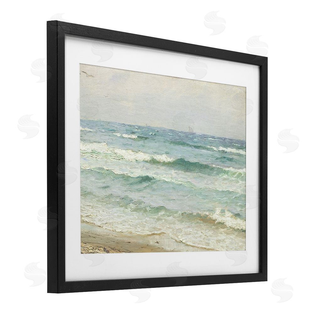 Leah Straatsma Vintage Waves on The Shore Black Framed Print Under Glass Wall Art